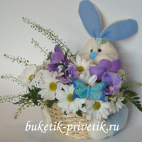 Корзинка с цветами Зайка