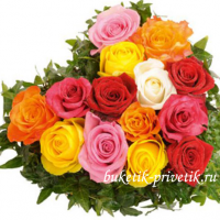 Сердце из 15 роз